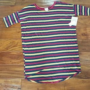 Red Gold Green Chevron Tunic Top LuLaRoe Irma XXS NEW